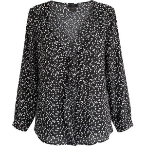 Ann Taylor Long Sleeve Blouse / Shirt - Womens Large Black / Grey - #46899-E4